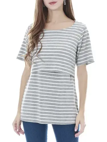 Smallshow Women's Maternity Nursing Tops Clothes Breastfeeding T-Shirts 3-Pack - 1