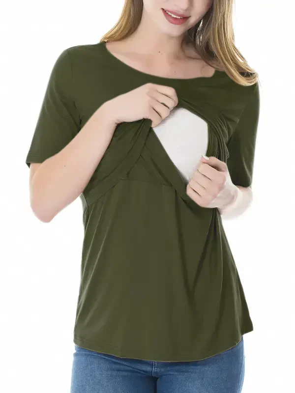 Smallshow Women's Maternity Nursing Tops Clothes Breastfeeding T-Shirts 3-Pack - 2