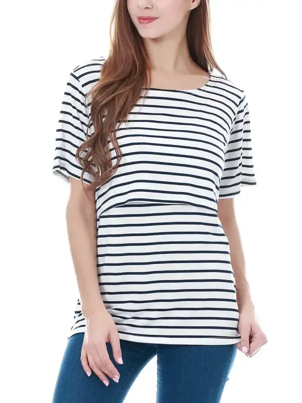 Smallshow Women's Maternity Nursing Tops Clothes Breastfeeding T-Shirts 3-Pack - 2