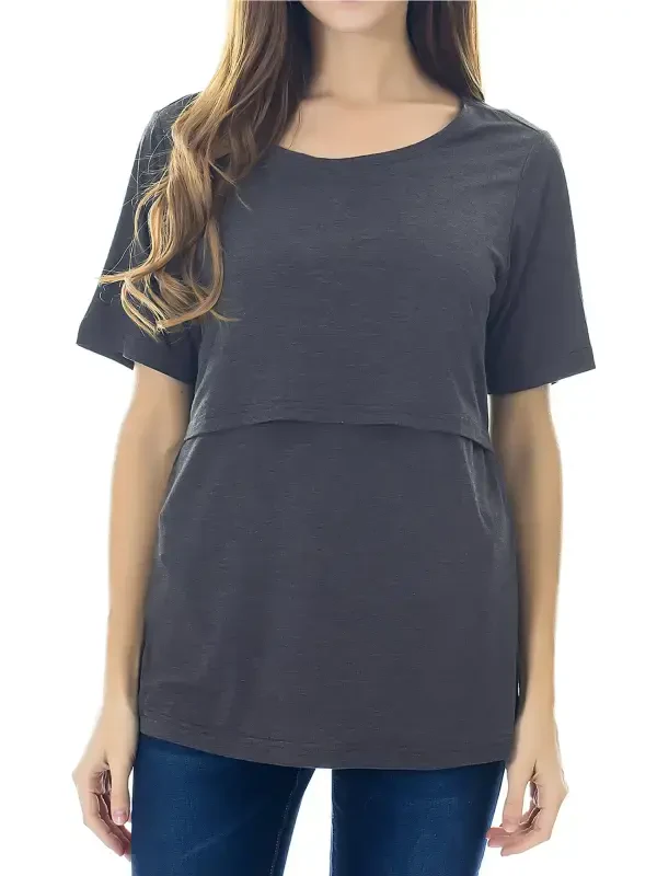 Smallshow Women's Maternity Nursing Tops Clothes Breastfeeding T-Shirts 3-Pack - 1