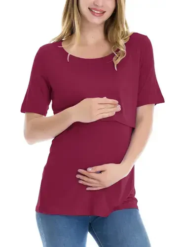 Smallshow Women's Maternity Nursing Tops Clothes Breastfeeding T-Shirts 3-Pack - 1