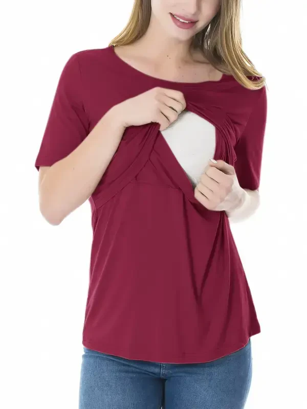 Smallshow Women's Maternity Nursing Tops Clothes Breastfeeding T-Shirts 3-Pack - 2