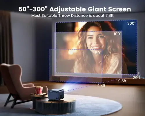 Smart 4K Wifi Bluetooth Projector, Wimius Native 1080P Projector with 7000+ Apps, 700 ANSI Home Movie Projector, Netflix Licensed, Support Dolby, Auto Focus/Keystone - 1