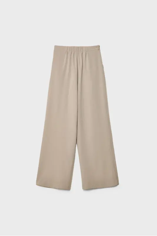 Smart buckle detail wide leg trousers-Brown - 6