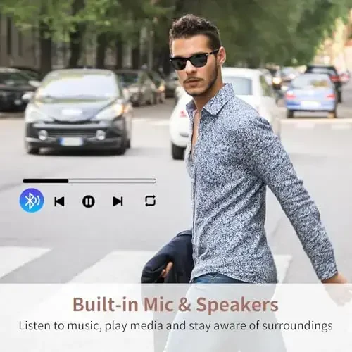 Smart Glasses erkaklar ayollar uchun, Ochiq quloq, UV himoyasi, Mikrofon dinamikli polarizatsiyalangan Bluetooth quyoshdan saqlaydigan ko'zoynaklar, Sensorli va ovozli yordamchi bilan mos - 6 soatgacha batareya, Ochiq sport uchun aqlli quyoshdan saqlaydigan ko'zoynaklar - 6