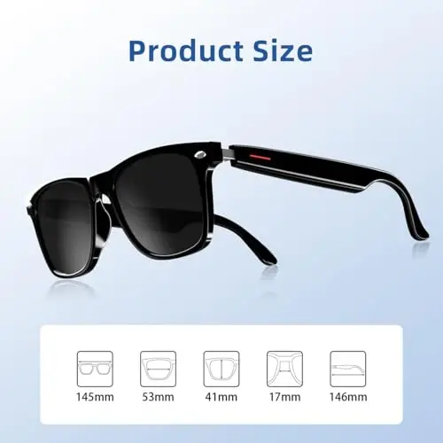 Smart Glasses for Men Women, Audio Smart Sunglasses with Polarized Lenses - Bluetooth Sunglasses, Hands-Free Calling, UV Protection, Voice Assistant Compatible, Bluetooth Glasses for Outdoor Use. 