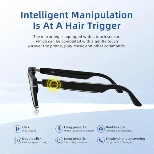 Smart Glasses for Men Women, Audio Smart Sunglasses with Polarized Lenses - Bluetooth Sunglasses, Hands-Free Calling, UV Protection, Voice Assistant Compatible, Bluetooth Glasses for Outdoor Use. - 2