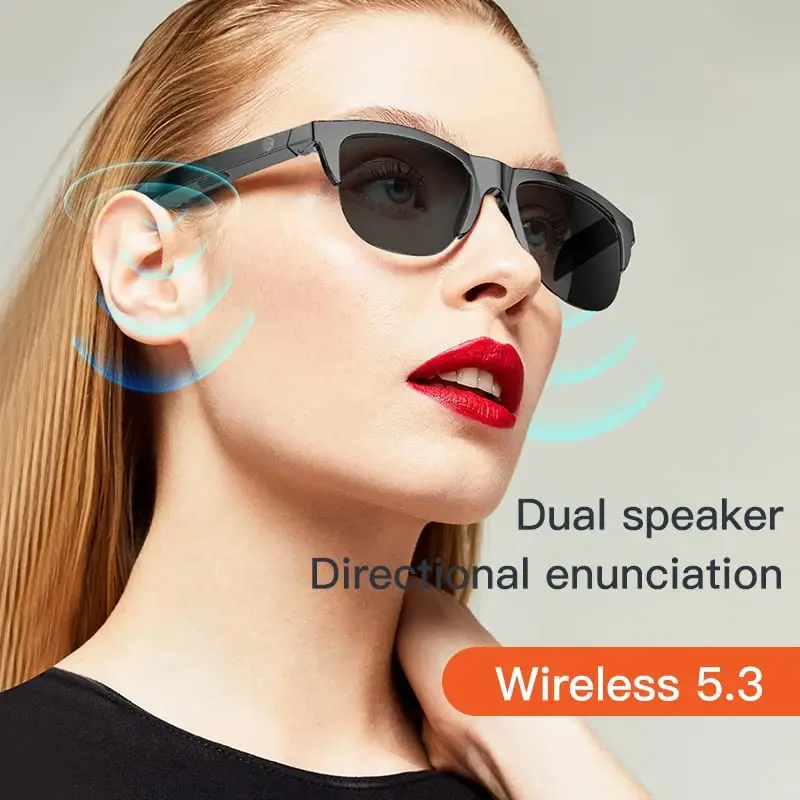 Smart Glasses Open Ear Bluetooth Sunglasses for Men Women 5.3 Bluetooth Smart Sunslasses Touch Control Music Calling with Replaceable UV Filtered Lenses, Storage Case for Outdoor Running Cycling - 5