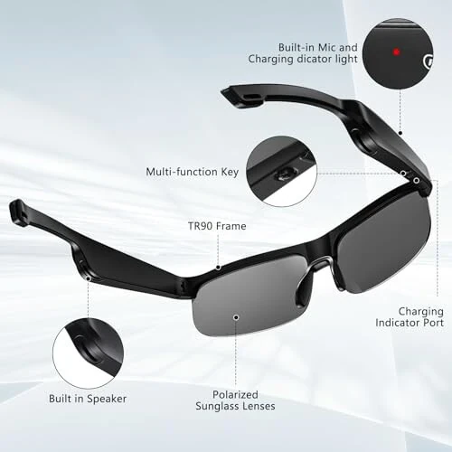 Smart Glasses, Polarized Bluetooth Sunglasses with Speaker, Voice Assistant, Open Ear, UV Protection Outdoor Audio Glass - 7