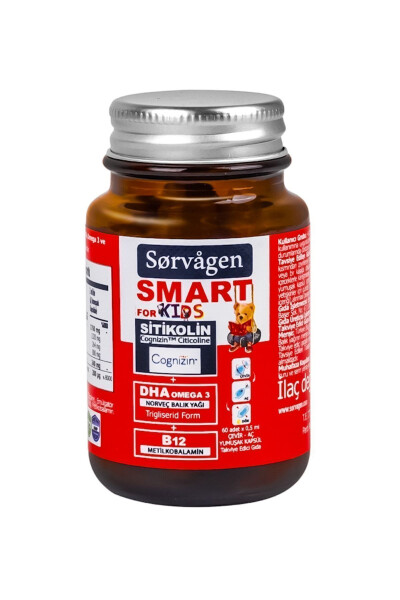 Smart Kids Sitikolin Dha Omega 3 Norveç Balık Yağı B12 60 Kapsül - 24