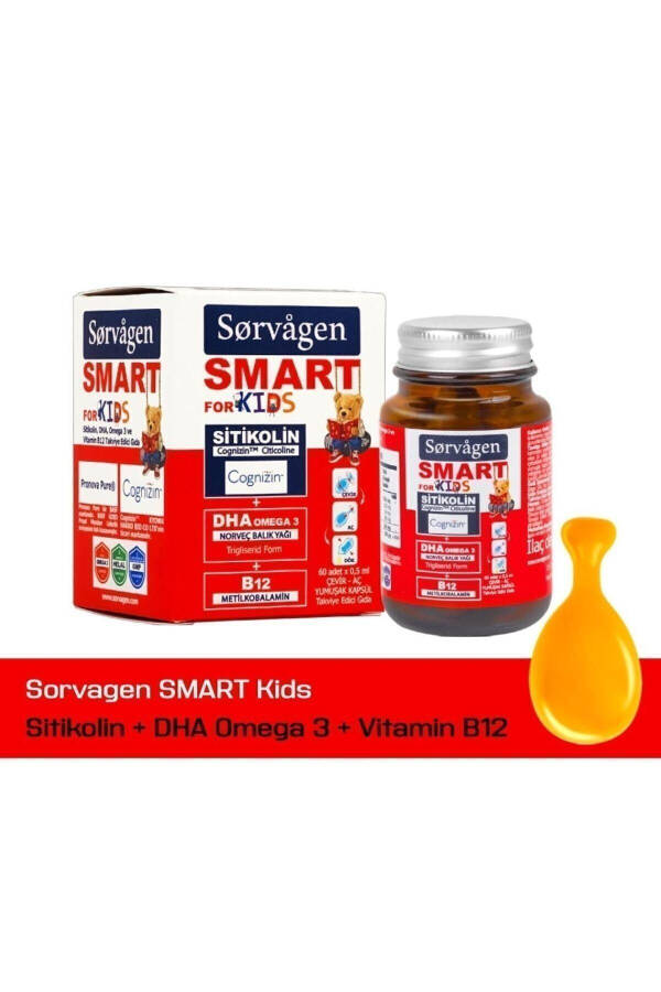 Smart Kids Sitikolin Dha Omega 3 Norveç Balık Yağı B12 60 Kapsül - 16