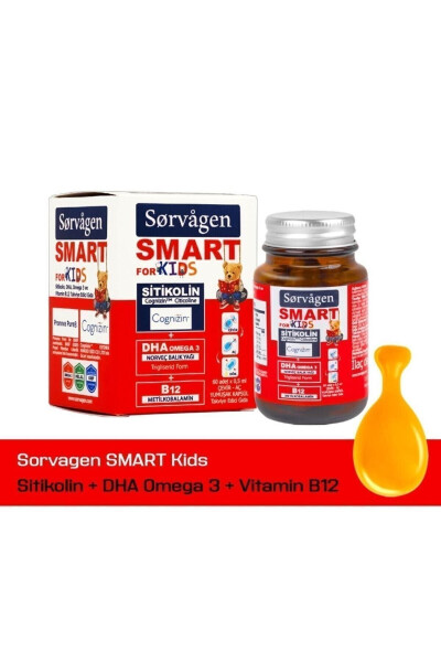 Smart Kids Sitikolin Dha Omega 3 Norveç Balık Yağı B12 60 Kapsül - 11