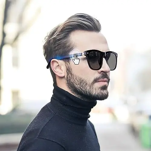 Smart Sunglasses with AAC Speaker for Men Women, Remote Photo Open Ear Music Hand-free Calling, Fit Large Faces Unisex Audio Intelligent Sunglasses, for Friends family - 2