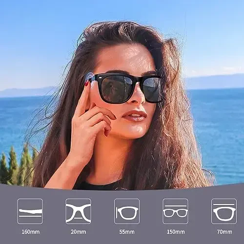Smart Sunglasses with AAC Speaker for Men Women, Remote Photo Open Ear Music Hand-free Calling, Fit Large Faces Unisex Audio Intelligent Sunglasses, for Friends family - 5