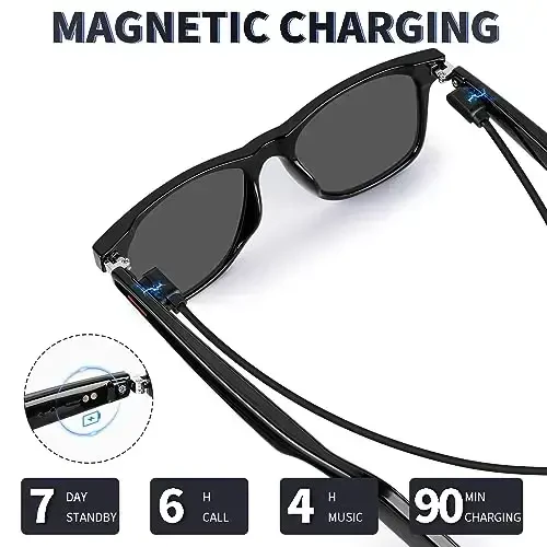 Smart Sunglasses with AAC Speaker for Men Women, Remote Photo Open Ear Music Hand-free Calling, Fit Large Faces Unisex Audio Intelligent Sunglasses, for Friends family - 6
