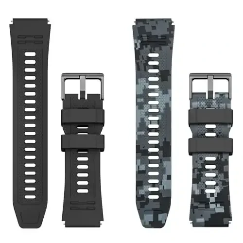 Smart Watch Band 22mm 2 Pack, AMAZTIM Smart Watch Bands Replacement M2/T2 uchun, SUNKTA K-52 bilan mos keladi, TPU Sports Straps Bands, sozlanishi bilakuzuk, erkaklar Smartwatch Band - WalkerFit