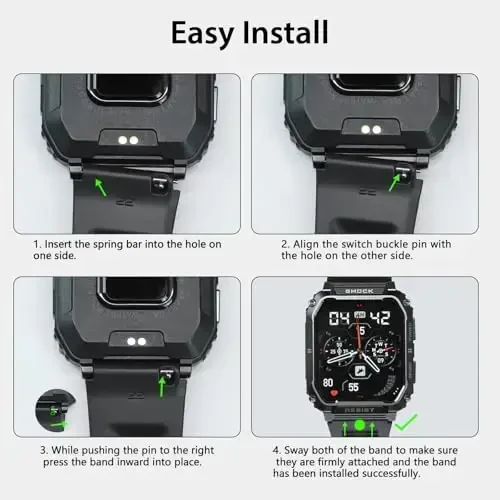 Smart Watch Band 22mm 2 Pack, AMAZTIM Smart Watch Bands Replacement M2/T2 uchun, SUNKTA K-52 bilan mos keladi, TPU Sports Straps Bands, sozlanishi bilakuzuk, erkaklar Smartwatch Band - 4