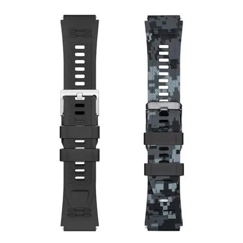 Smart Watch Band 22mm 2 Pack, AMAZTIM Smart Watch Bands Replacement M2/T2 uchun, SUNKTA K-52 bilan mos keladi, TPU Sports Straps Bands, sozlanishi bilakuzuk, erkaklar Smartwatch Band - 6