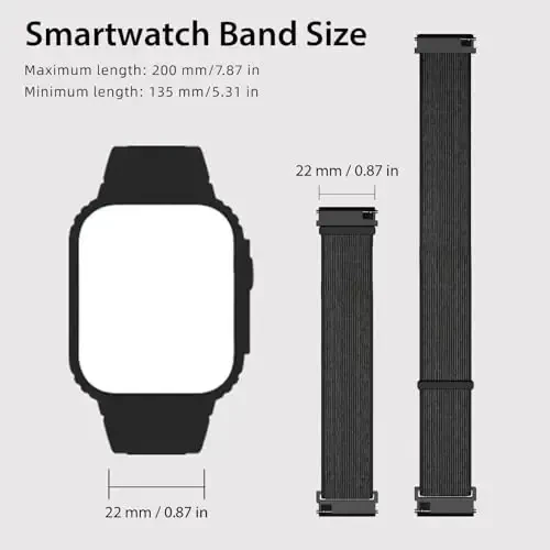 Smart Watch Band 22mm 2 Pack, AMAZTIM Smart Watch Bands Replacement M2/T2 uchun, SUNKTA K-52 bilan mos, TPU Sports Straps Bands, sozlanishi bilaguzuk, erkaklar Smartwatch Band - 3