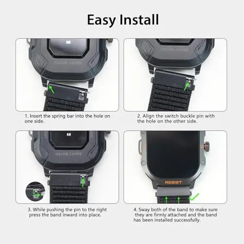 Smart Watch Band 22mm 2 Pack, AMAZTIM Smart Watch Bands Replacement M2/T2 uchun, SUNKTA K-52 bilan mos, TPU Sports Straps Bands, sozlanishi bilaguzuk, erkaklar Smartwatch Band - 5