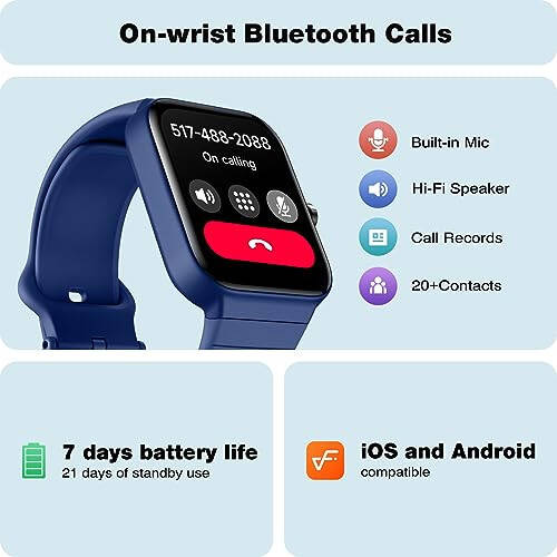 Smart Watch for Men Women Android iPhone Compatible, 1.8