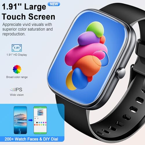 Smart Watch for Men Women (Answer/Make Call), 2024 HD 1.91'' Smartwatch Fitness Activity Tracker, 110+ Sports IP68 Waterproof, Heart Rate/Sleep Monitor/Pedometer/Calories, Fitness Watch for Android iOS - 2