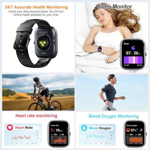 Smart Watch for Men Women (Answer/Make Call), 2024 HD 1.91'' Smartwatch Fitness Activity Tracker, 110+ Sports IP68 Waterproof, Heart Rate/Sleep Monitor/Pedometer/Calories, Fitness Watch for Android iOS - 4