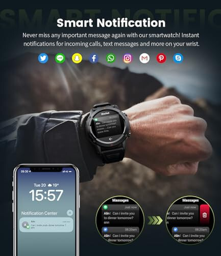 Smart Watch for Men(Answer/Dial Calls), 1.39'' HD Touchscreen Smart Watch, 400mAh Battery, IP68 Waterproof/120 Sports Modes Fitness Watch with Heart Rate/SpO2/ Sleep Tracker 2 Straps Black - 6