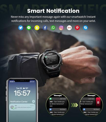 Smart Watch for Men(Answer/Dial Calls), 1.39'' HD Touchscreen Smart Watch, 400mAh Battery, IP68 Waterproof/120 Sports Modes Fitness Watch with Heart Rate/SpO2/ Sleep Tracker 2 Straps Black - 6