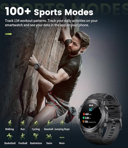 Smart Watch for Men(Answer/Dial Calls), 1.39'' HD Touchscreen Smart Watch, 400mAh Battery, IP68 Waterproof/120 Sports Modes Fitness Watch with Heart Rate/SpO2/ Sleep Tracker 2 Straps Black - 7