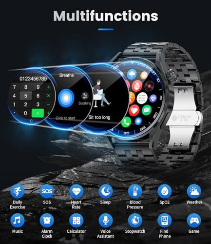 Smart Watches for Men Bluetooth Call (Answer/Make Call), 1.39'' IP68 Smartwatch for Android Phones and iPhone Compatible with Heart Rate/SpO2/Blood Pressure, Voice Assistant, Calculator, Pedometer - 6