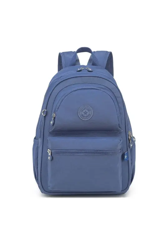 SMARTBAGS KRİNKIL KUMAŞ BÜYÜK BOY KADIN SIRT ÇANTASI 2022-1050 MAVİ - MAVİ - SMART BAGS