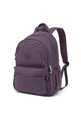 SMARTBAGS KRİNKIL KUMAŞ BÜYÜK BOY KADIN SIRT ÇANTASI 2022-1050 MÜRDÜM - MÜRDÜM - SMART BAGS (1)