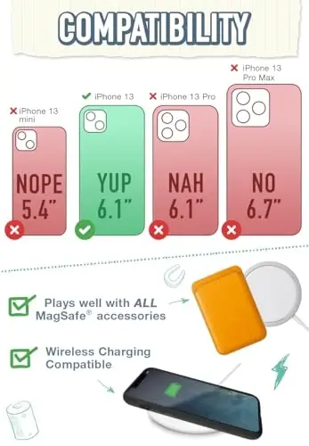 Smartish® Чехол для iPhone 13 с магнитом — Gripmunk, совместимый с MagSafe [Легкий и защитный] Тонкий чехол с микрофиброй для Apple iPhone 13 — Black Tie Affair - 1
