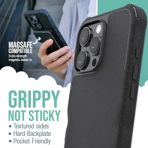 Smartish® Чехол для iPhone 16 Pro Max с магнитным кольцом и кошельком MagSafe — Gripzilla — Черный - 2
