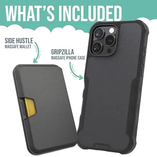Smartish® Чехол для iPhone 16 Pro Max с магнитным кольцом и кошельком MagSafe — Gripzilla — Черный - 4