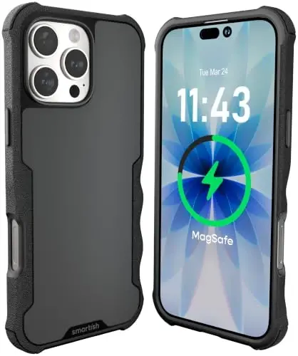 Smartish® Чехол для iPhone 16 Pro Max с защитным магнитным кольцом Gripzilla, совместимый с MagSafe [Прочный + Надежный] Ударопрочный чехол для Apple iPhone 16 Pro Max — Black Tie Affair 