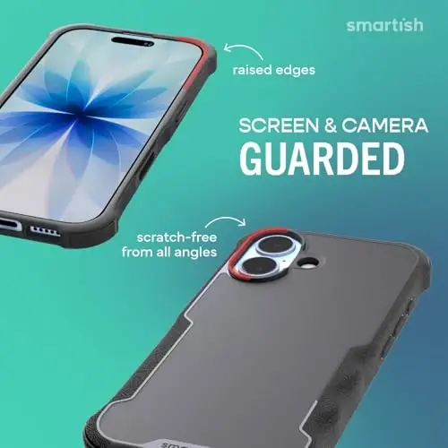 Smartish® Чехол для iPhone 17 MagSafe - Защитный магнитный чехол Gripzilla для мужчин [Прочный + Надежный] Армейская броня с усиленным захватом - Испытано на падение для iPhone 17 - Black Tie Affair 