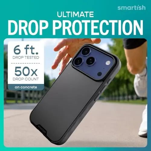 Smartish® Чехол для iPhone 17 Pro MagSafe — Магнитный тонкий чехол Gripmunk [Легкий и защитный] Тонкий чехол с подкладкой из микрофибры для Apple iPhone 17 Pro — Black Tie Affair 
