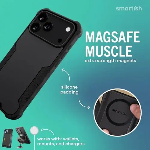Smartish® Чехол для iPhone 17 Pro Max MagSafe + Защитное стекло - Черный - 3