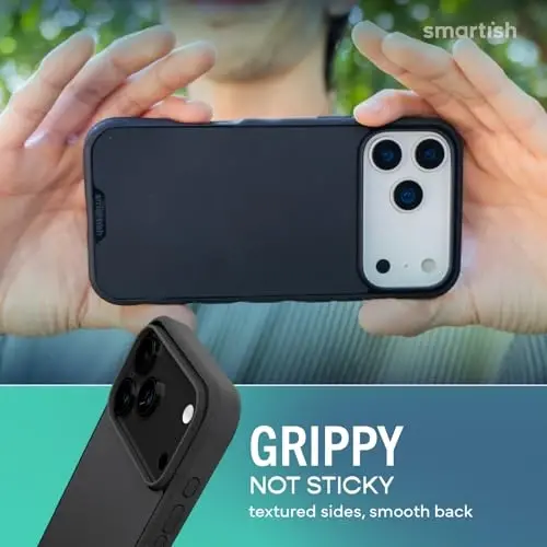 Smartish® Чехол для iPhone 17 Pro Max с MagSafe + Защитное стекло — Тонкий магнитный чехол — Защитная тонкая накладка с удобным захватом + 2 защитных стекла из закаленного стекла для Apple iPhone 17 Pro Max — Black Tie Affair - 4