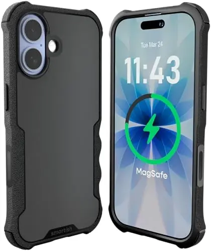 Smartish® Чехол для iPhone 17 с MagSafe – Защитный магнитный чехол Gripzilla для мужчин [Прочный + Жесткий] Военный класс, усиленная броня с защитой от выскальзывания – Протестировано на падение для iPhone 17 – Black Tie Affair - SMARTISH