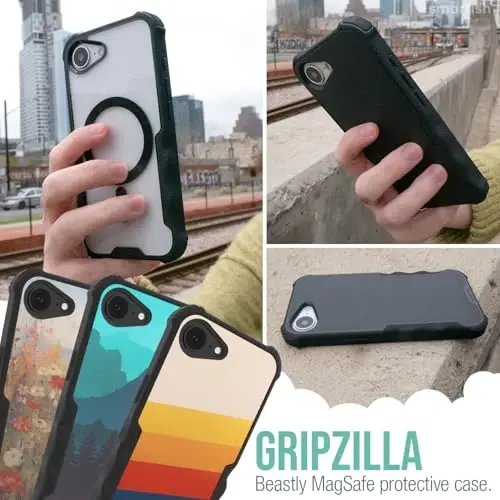 Smartish® Чехол для iPhone 17e/16e с MagSafe - Защитный магнитный чехол Gripzilla для мужчин [Прочный + Надежный] Армейская броня с усиленным хватом - Протестирован на падение для iPhone 17e/16e - Дикие цветы - 3