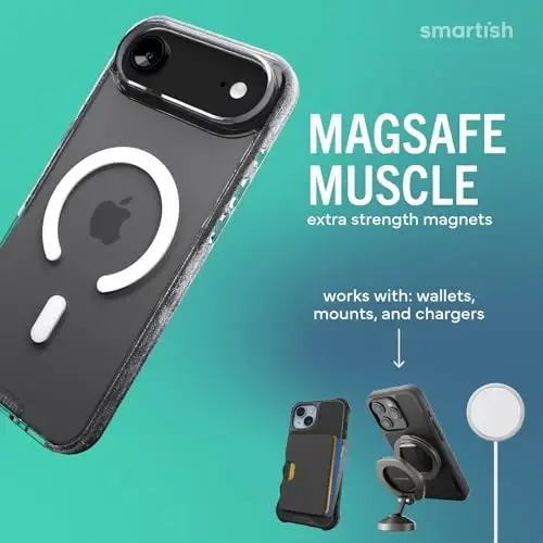 Smartish® Чехол для iPhone Air MagSafe Clear Case + Кошелек MagSafe — Магнитный тонкий чехол — Защитный тонкий чехол против пожелтения + Съемный кошелек — Магнитный держатель карт для Apple iPhone Air — Абсолютно прозрачный - 3