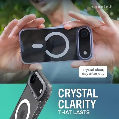 Smartish® Чехол для iPhone Air MagSafe Clear Case + Кошелек MagSafe — Магнитный тонкий чехол — Защитный тонкий чехол против пожелтения + Съемный кошелек — Магнитный держатель карт для Apple iPhone Air — Абсолютно прозрачный - 4