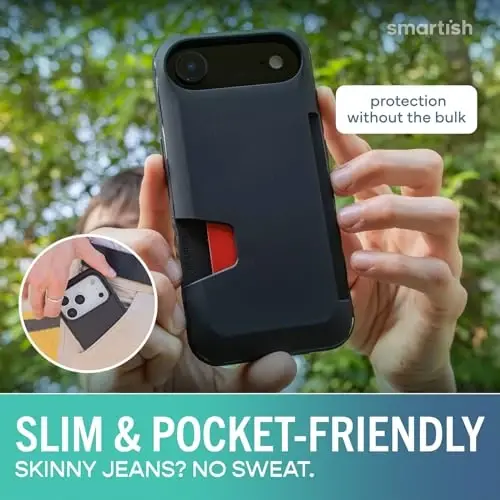 Smartish® Чехол-кошелек для iPhone Air + Защитное стекло - [Тонкий + Защитный] Чехол для телефона с держателем для кредитных карт + 2 защитных стекла из закаленного стекла для Apple iPhone Air - Black Tie Affair - 4