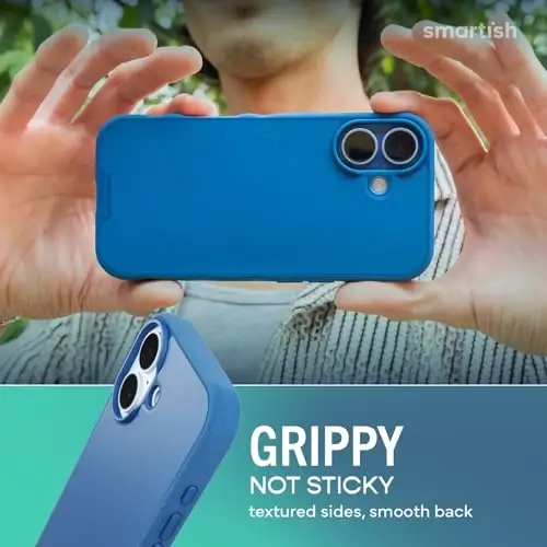 Smartish® Чехол MagSafe для iPhone 17 - Магнитный тонкий чехол Gripmunk [Легкий + Защитный] Тонкая накладка с подкладкой из микрофибры для Apple iPhone 17 - Blues on The Green - 4