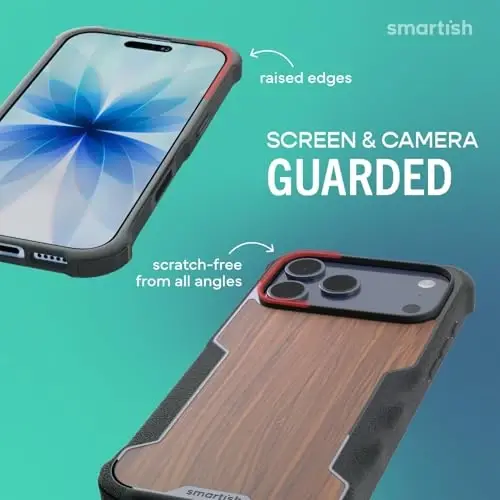 Smartish® Чехол MagSafe для iPhone 17 Pro Max — Защитный магнитный чехол Gripzilla для мужчин [Прочный + Надежный] Армейская броня с усиленным захватом — Протестирован на падение для iPhone 17 Pro Max — Цвет: Ореховое дерево - 5