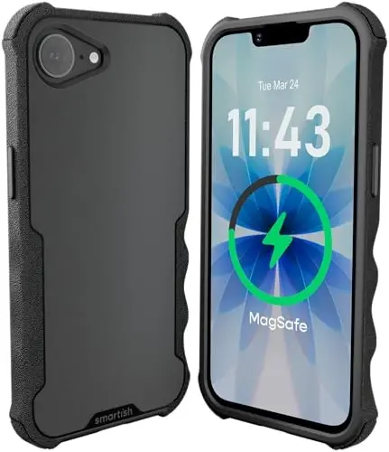Smartish® iPhone 17e/16e MagSafe Case - Gripzilla Protective Magnetic Case for Men [Rugged + Tough] Military Grade Heavy Duty Grip Armor - Drop Tested for iPhone 17e/16e - Black Tie Affair 