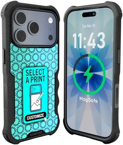 Smartish® Чехол с поддержкой MagSafe для iPhone 17 Pro – защитный магнитный чехол Gripzilla для мужчин [Прочный + жесткий] Военный класс, усиленная защита – проверено на падение для iPhone 17 Pro – Индивидуальный принт - SMARTISH